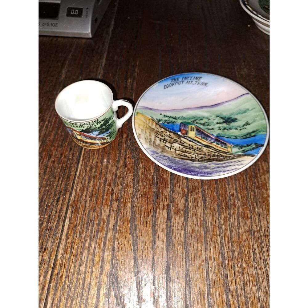 Vintage The Incline Lookout Mountain Tennessee Miniature 2pc Cup Saucer Set